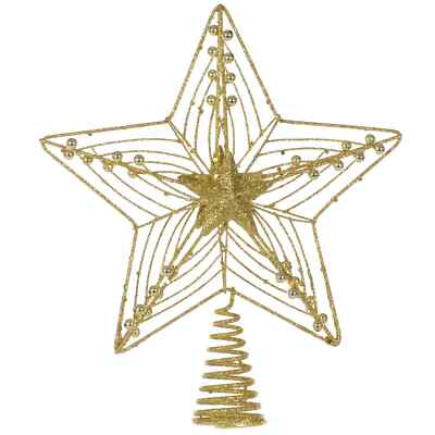 Festive Productions Christbaumspitze Gold Glitzer Stern: 25 cm