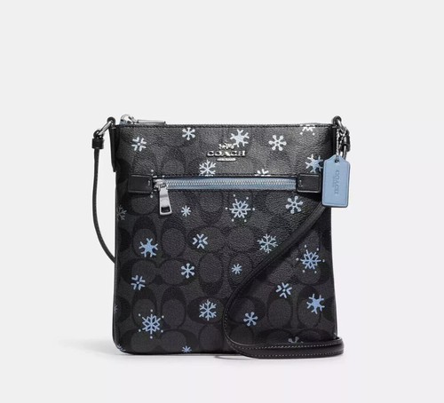 NWT COACH Mini Rowan File Bag in Signature Canvas With Snowflake Print CF285 - Bild 1 von 4