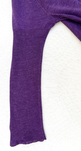 Eileen Fisher Seide Leinen lila drapierter Ausschnitt Wasserfall leichter Pullover Oberteil MEDIUM - Bild 14 von 14