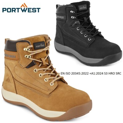 Portwest Sicherheitsstiefel Lehrling Schnürer S3 Nubukleder Stahlkappe Arbeit Gr.