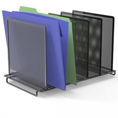 SimpleHouseware Expandable 5 Section Upright File Sorter Organizer Black