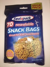 70 Sealapack Resealable Food Snack Bags - For Lunchboxes Picnics School