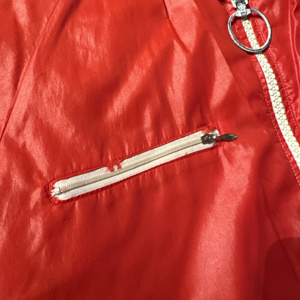 Bell Helmets Racing Stripe Red Jacket Lightweight Zip Front Vintage - Image 3 of 4