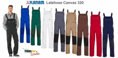 ABVERKAUF Planam Latzhose Canvas 320 strapazierfähige Arbeitshose viele Farben