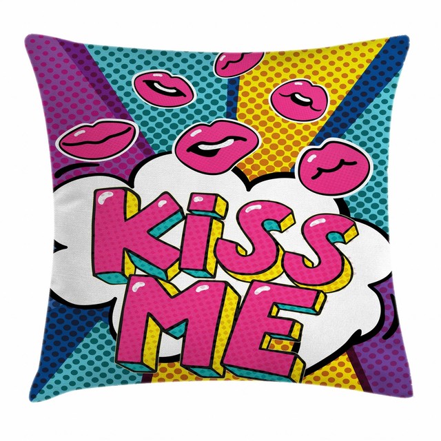 Kiss Throw Pillow Cases Cushion Covers Ambesonne Home Decor 8 Sizes eBay