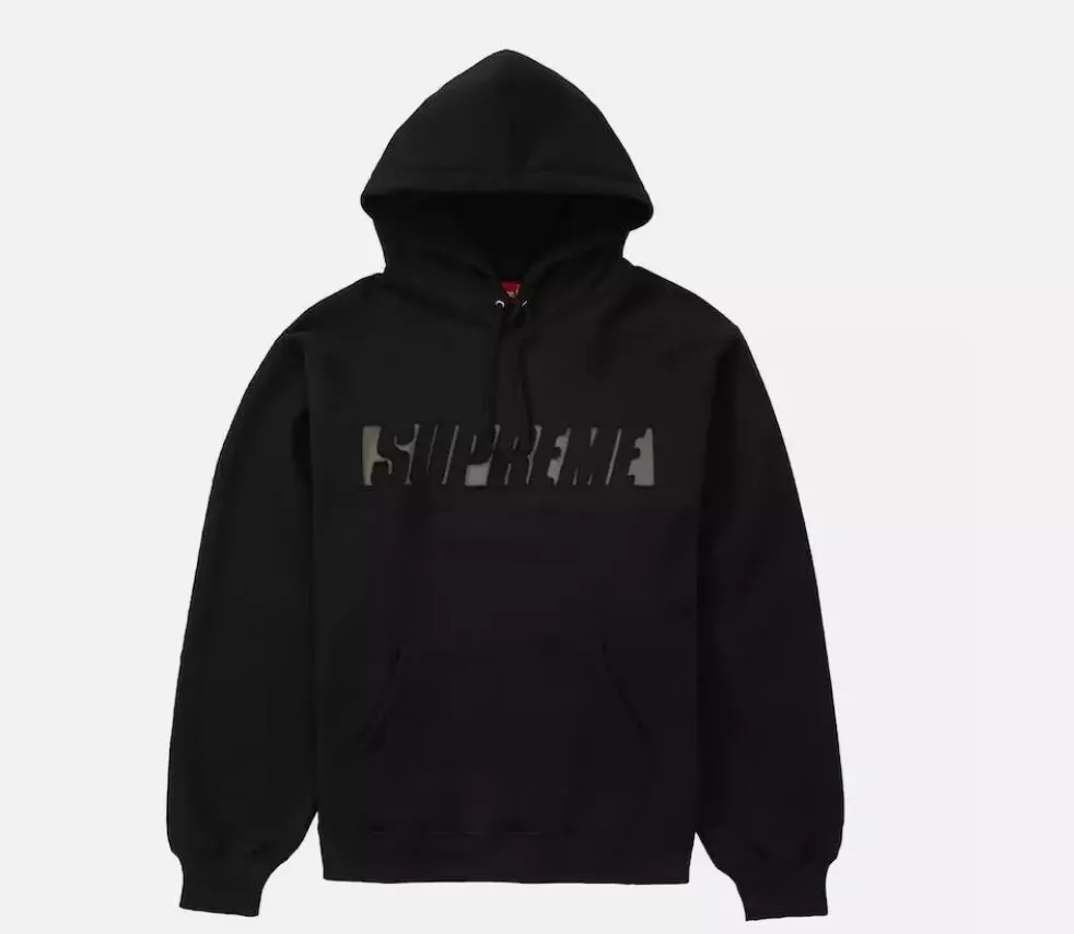 Supreme Reflective Cutout Black Hooded Sweatshirt SS20 Size Large box logo
