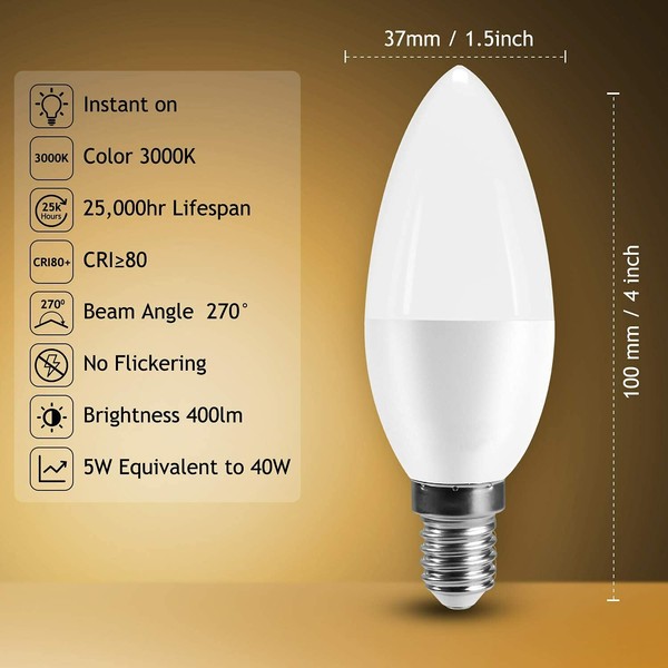 5Er E14 LED 5W Kerzenbirnen Leuchtmittel Kerze Filament GlüHbirne 3000K Warmweiß-image
