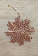 New Blush Rose Gold SNOWFLAKE Glitter Christmas Tree Ornament Glam Sparkle