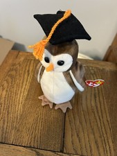TY BEANIE BABY CUTE WISE THE OWL WITH TAG PLUSH TOY & FREE SHIPPING