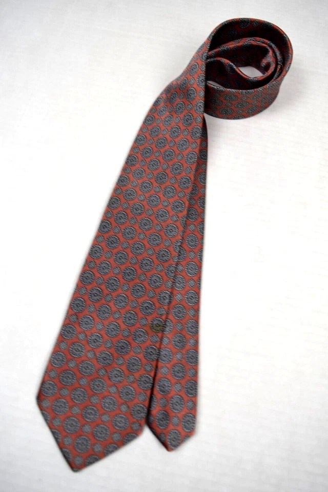 Corbata de Colección Oscar de la Renta Satén Salmón Medallón Foulard Seda 56" x 3" Foto 2 de 4