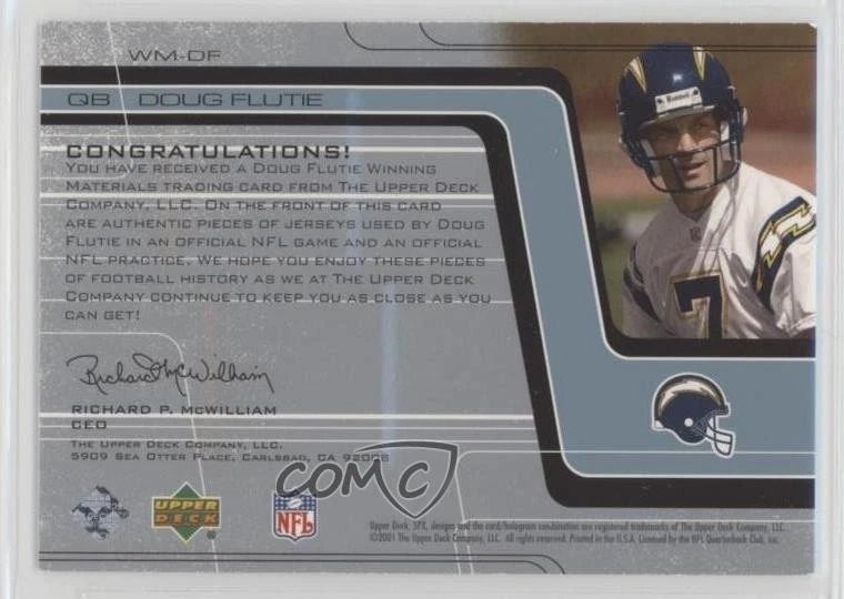 2001 SPx Winning Materials Silver /250 Doug Flutie #WM-DF - Image 2 of 2