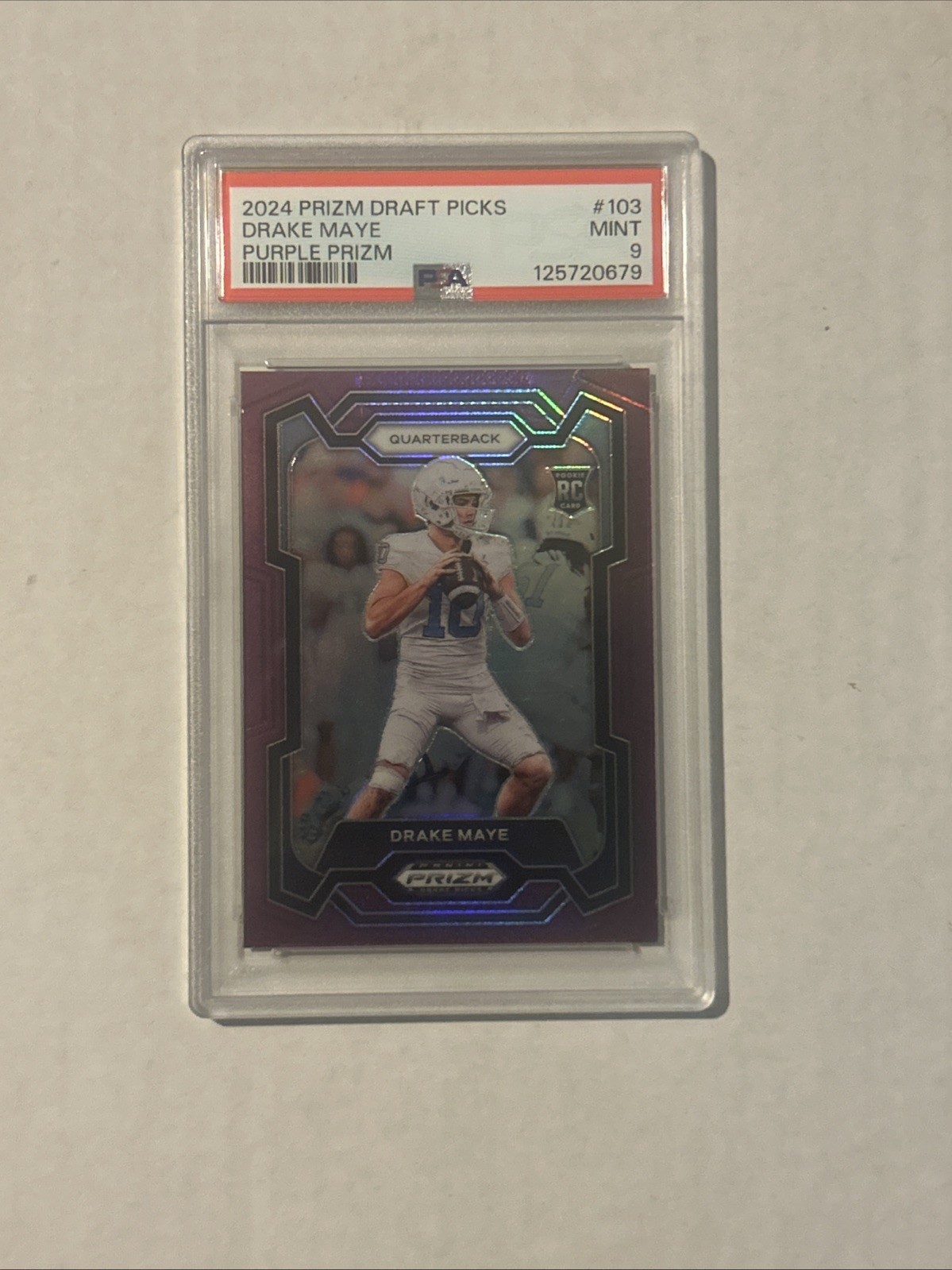 2024 Panini Prizm Draft Picks Drake Maye PSA 9 #103 Purple Prizm /75 (RC)