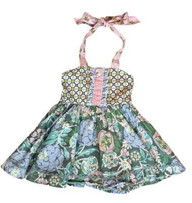 Matilda Jane Girls Halter Dress Size 2 Floral Twirl Boutique 2010 EUC
