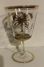 ANCIEN VERRE DE COMMUNION SÉRIGRAPHIE DORÉ 