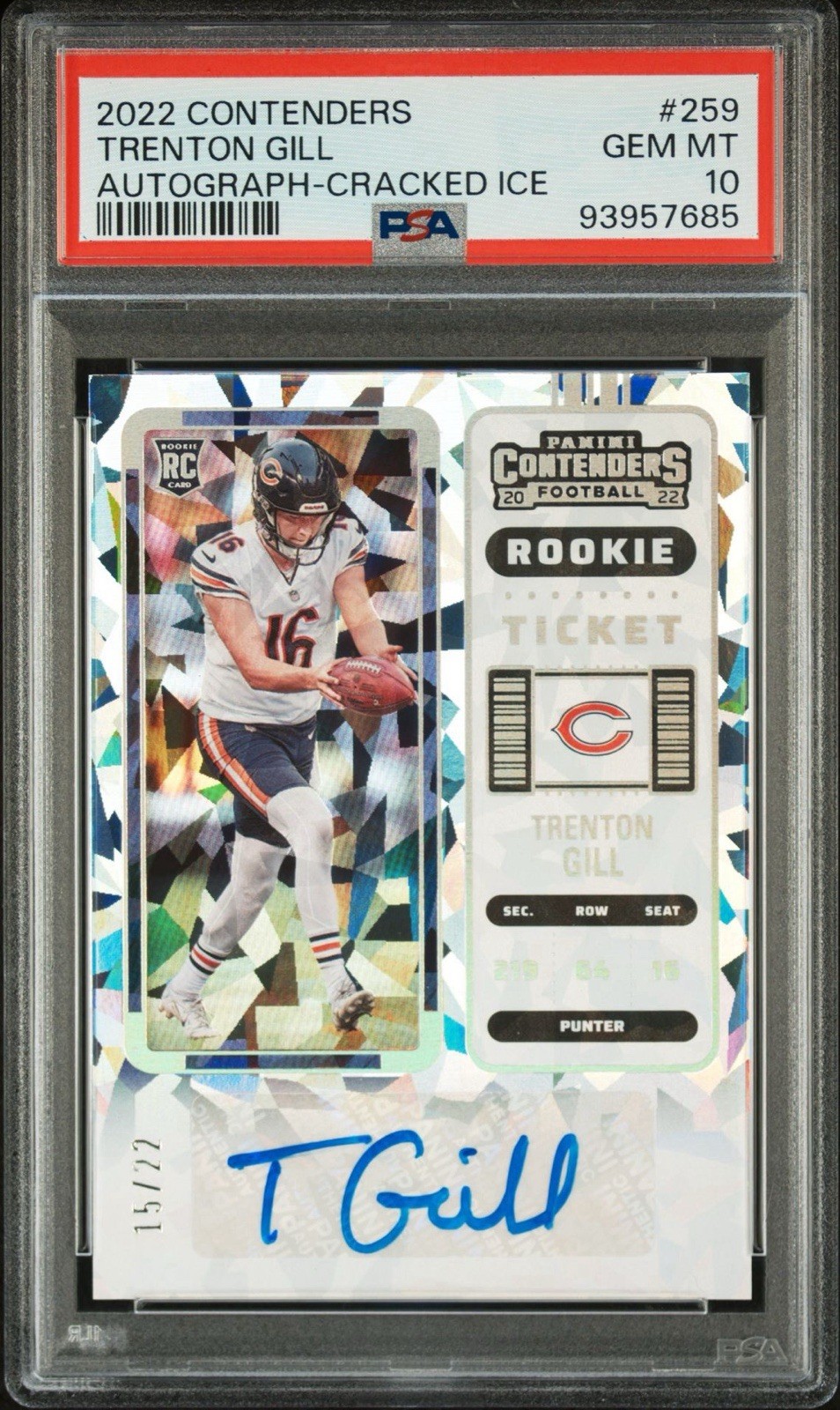 Trenton Gill Panini Contenders #259 Autograph-Cracked Ice