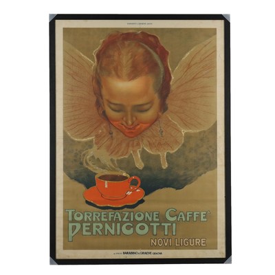 Lithografisches Plakat E. Mazzini Torrefazione Caffè Pernigotti 1924 Originell