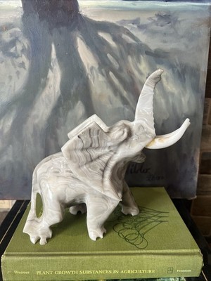 Onyx Elephant Figurine Vintage Hand Carved