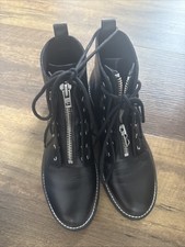 Rag  Bone Cannon Black Leather Combat Zippered Boots Women  s Size 39 EUC