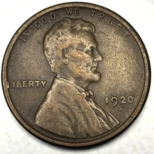 1920-S Lincoln Wheat Cent Penny ~ Fine Condition ~ 1c ~ US Coin - 1349