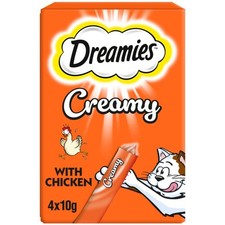 88 x 10g Dreamies Creamy Adult Cat & Kitten Treats with Tasty Chicken 22x40