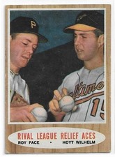 ROY FACE HOYT WILHELM 1962 Topps Baseball card #423 Pirates Orioles VG-