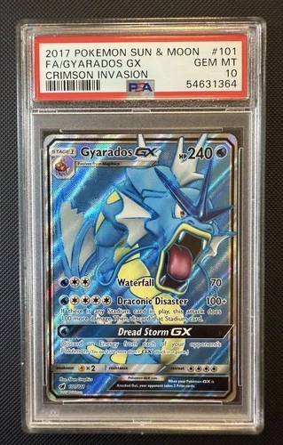PSA 10 GYARADOS GX 101 CRIMSON INVASION FULL ART SUN MOON 2017 POKEMON