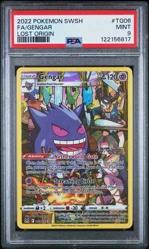 2022 POKEMON SWORD & SHIELD LOST ORIGIN #TG06 FULL ART/GENGAR PSA 9