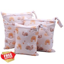 Asenappy 3pk Cloth Diaper Wet Dry Bags Waterproof Cloud