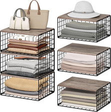 3-Tier Stackable Closet Organizers and Storage, Closet Shelves Storage Bin Baske