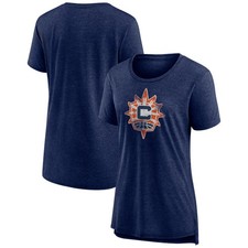 Women's Heather Navy Connecticut Sun Distressed Team Logo Tri-Blend T-Shirt