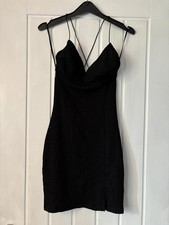 H&M Little Black Dress Textured Cross Back Mini Short Xmas Party, Small, BNWT