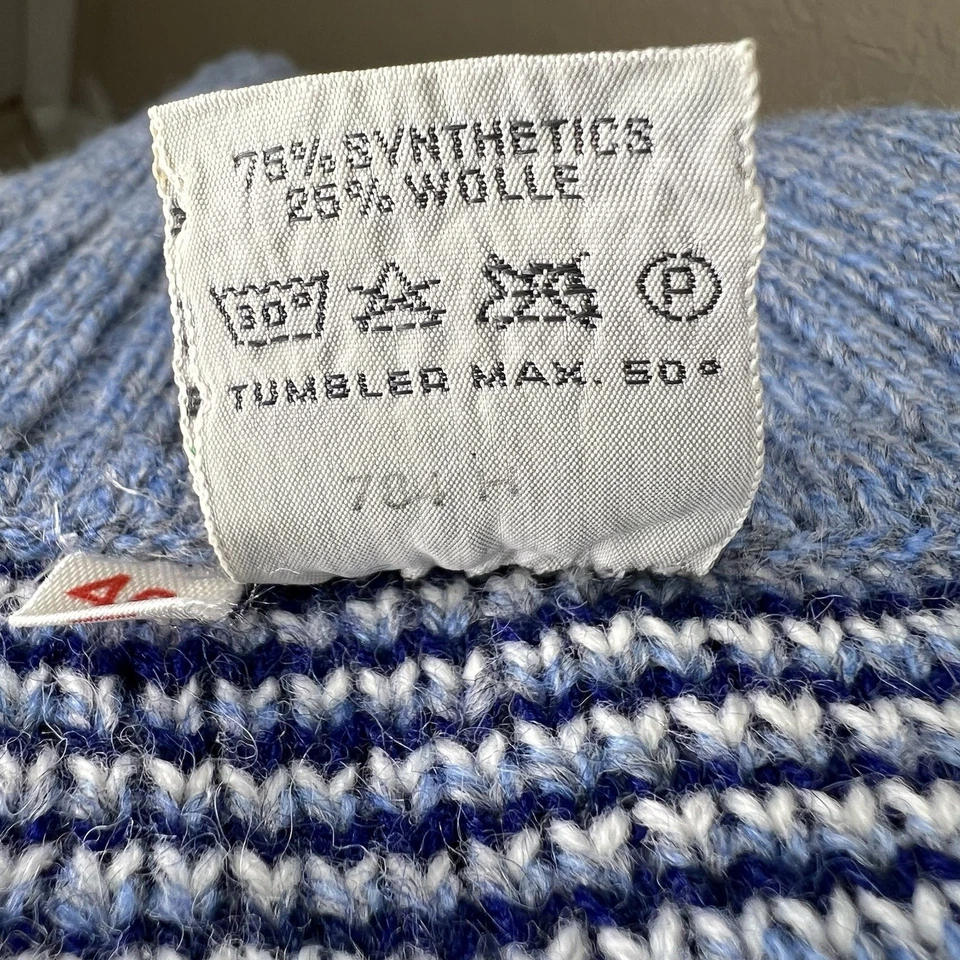 Suéter de Colección Estilo Golf Dralon Mezcla de Lana Azul Geométrico Cuello Alto Talla 46 Foto 3 de 4