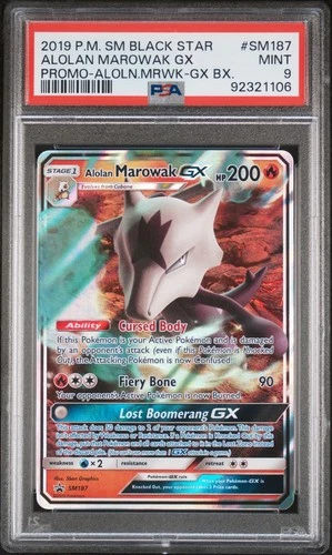 2019 POKÉMON BLACK STAR PROMO #SM187 ALOLAN MAROWAK GX MINT PSA 9