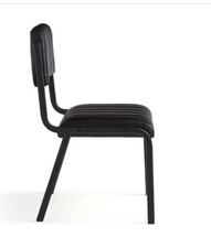 Dunelm Rhys Set of 2 Black Faux Leather Upholstered Metal Dining Chairs