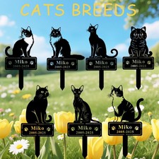 Personalized Metal Pet Memorial Garden Stake for Cat, Custom Pet Cat