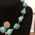 Vintage STERLING SILVER & Genuine CARICO LAKE Turquoise Squash Blossom Necklace — photo 3