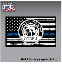 2x Thin Blue Line Code 4 Police Support Sticker Decal for Car Truck Window