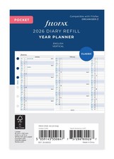 Filofax Pocket Annual Spl. Vertical (E)2026 Pocket, White 