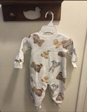 Vintage Carter's 3-6 Months Fleece Animal Print Coverall One-Piece Long Sleeve