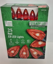HOME ACCENTS HOLIDAY 25 Red C9 LED Steady Lit NEW