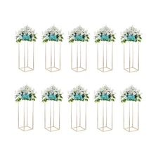 Gold Metal Cube Vase Stand for Wedding Centerpieces, 31.5in Tall, 10 Pcs 31.5"