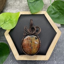 2.5 Polished Gemstone Copper/Brass Wire Wrapped Pendant New Free Ship B7241
