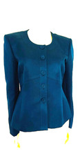 ANNE KLEIN WOMEN'S NOTCHED WOOD/SILK BLUSH BLUE BUTTON DOWN BLAZER LINED NEW