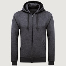 Men’s Zip Up Hoodie Plain Fleece Hooded Sweat Top S-5XL Casual Jacket Hood Top