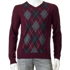 Apt. 9 modern fit Argyle Merino V neck sweater