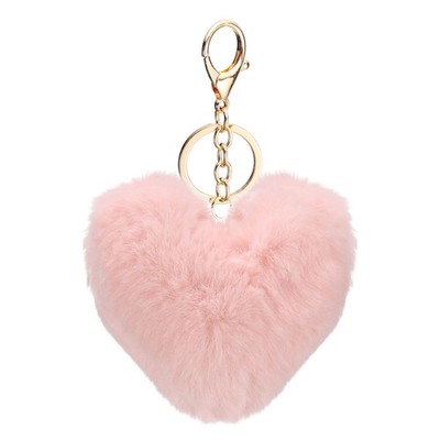 Schlüsselanhänger Herzbommel weich und süß, 10 cm, rosa