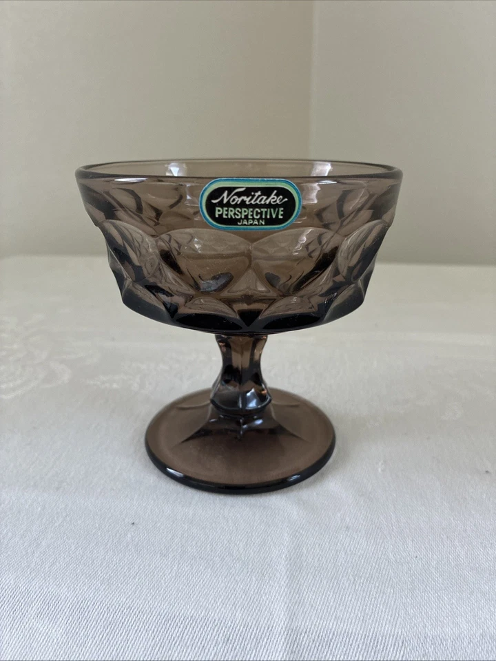 6 VTG Noritake Perspective Smoke Brown Goblets & 2 Wine NOS Orig. Stickers 4" - Image 2 of 4