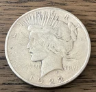 1922 US Peace Silver Dollar $1  (Cleaned)