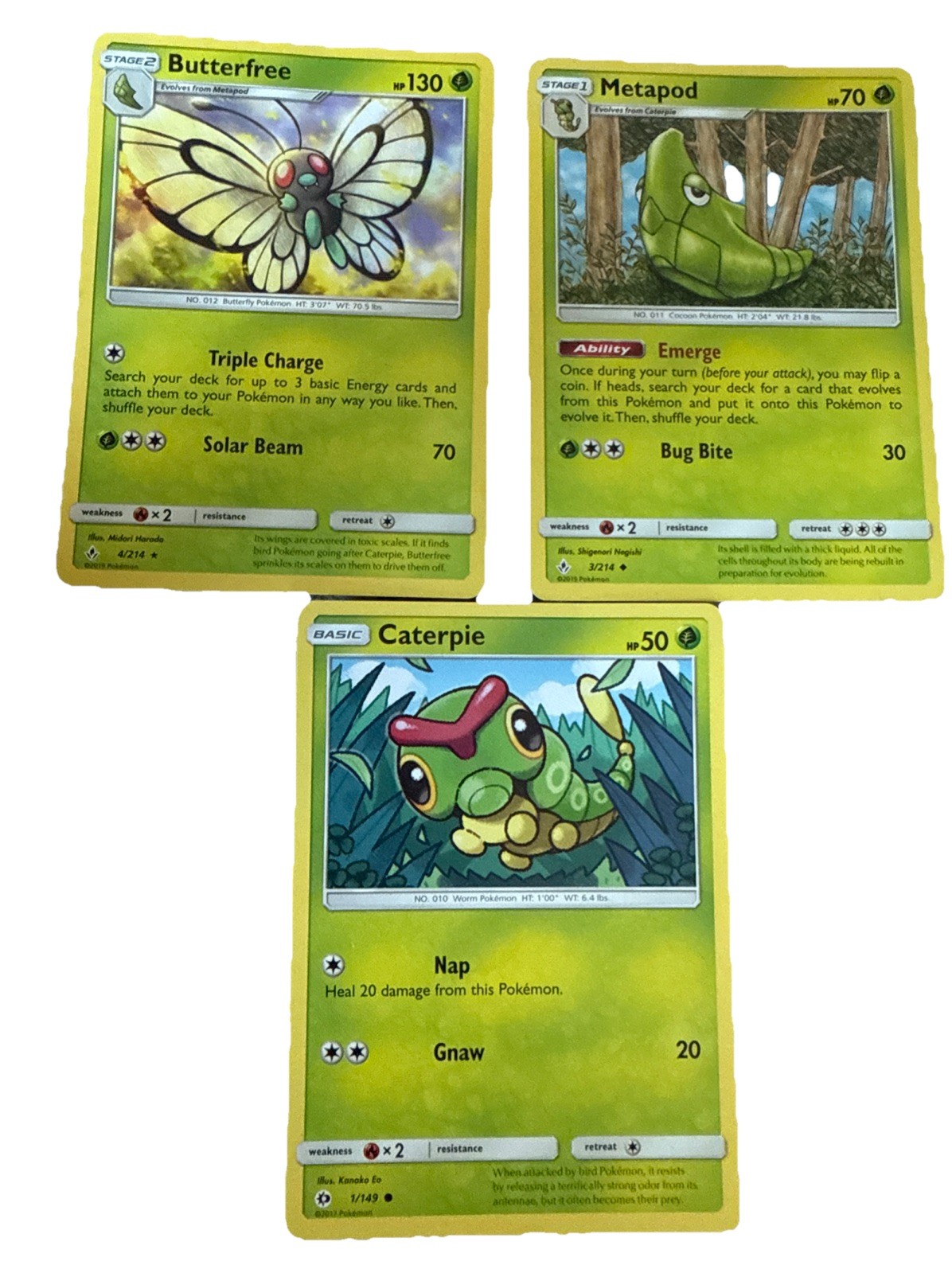 Pokémon TCG Caterpie, Metapod, Butterfree