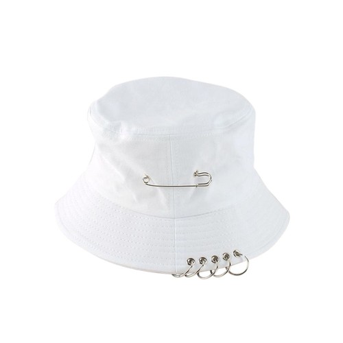 Chic Unisex Bucket Hat Sunhat Caps Summer with Pin Piercing